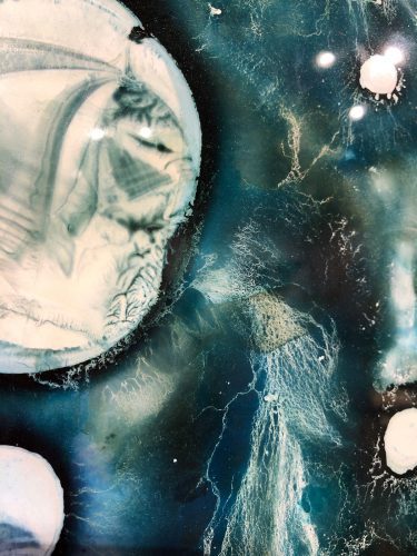 Dark Energy by Monica Anderson; Resin with acrylic trapped between a Yupo and a transparent sheet after a process of 40 days minimum for complete drying 350
