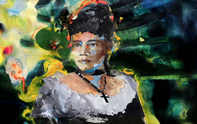 Colorful painting of Queen Lili‘uokalani